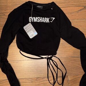 Gymshark Black Long Sleeve Tie-Front Top